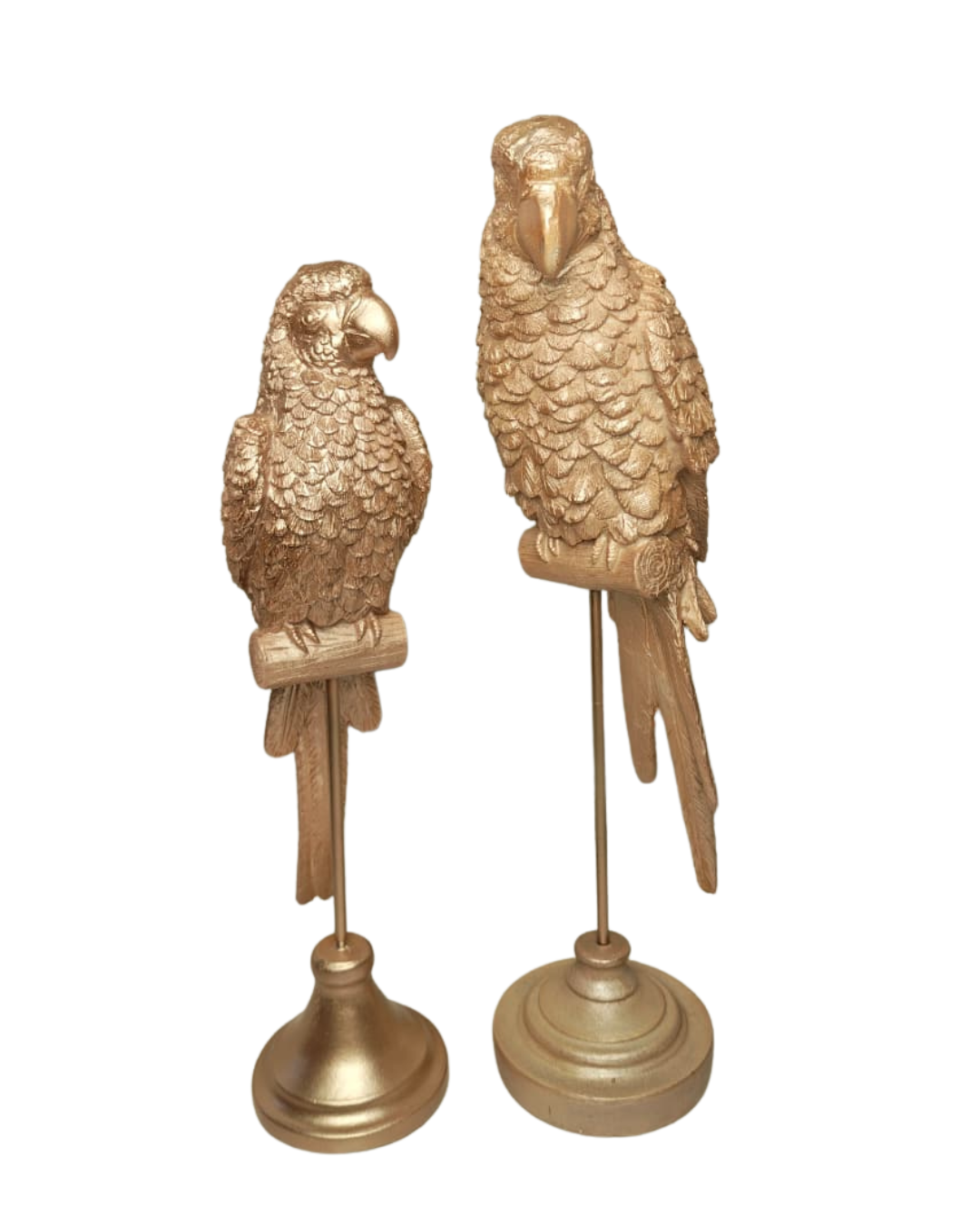 Kit Araras Douradas Decorativas 37cm e 33cm