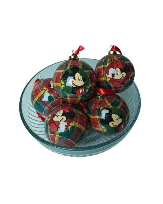 BOLA MICKEY E MINNIE XADREZ VERDE C/ VERM. 6CM 6UNI.