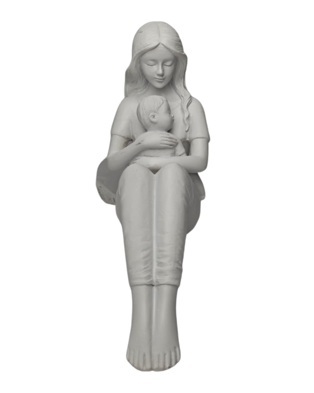 Escultura Mãe com Bebê em Resina 14,5cm Decorativa
