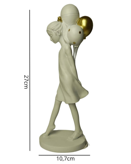 escultura menina em resina 27cm