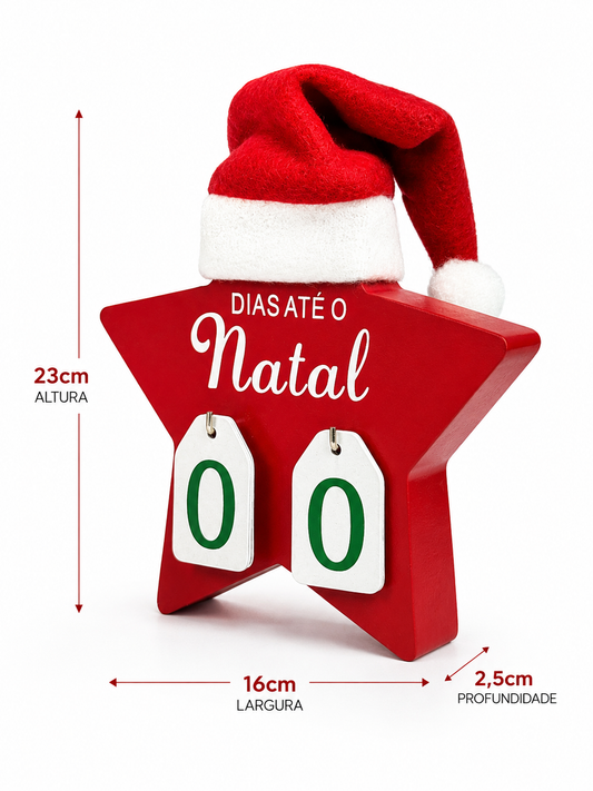 Calendário Contagem Regressiva Natal Estrela Decorativa 23cm