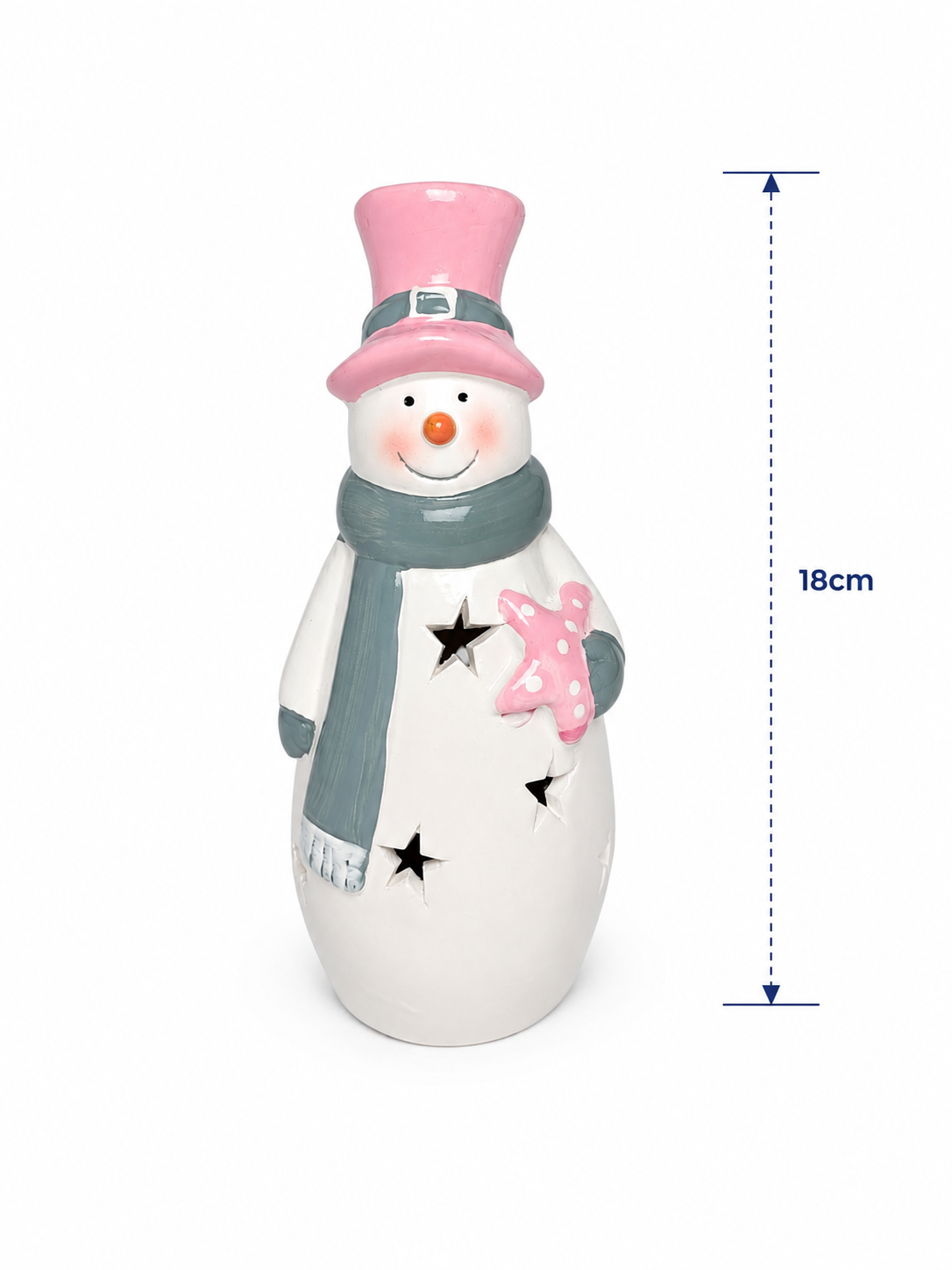 BONECO DE NEVE EM CERÂMICA 19CM