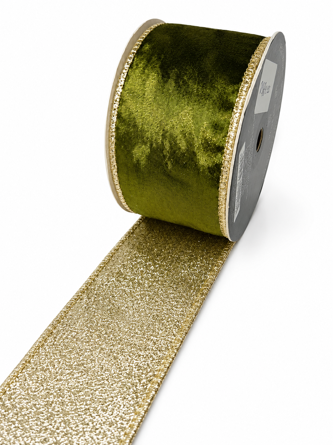 FITA ARAMADA DUPLA FACE VER AVELUDADO C/ GLITTER 6.3CM X 9.14M