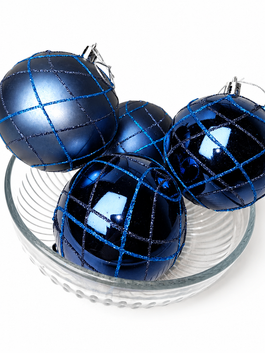 BOLA AZUL C/ GLITTER 8CM 4 UNI