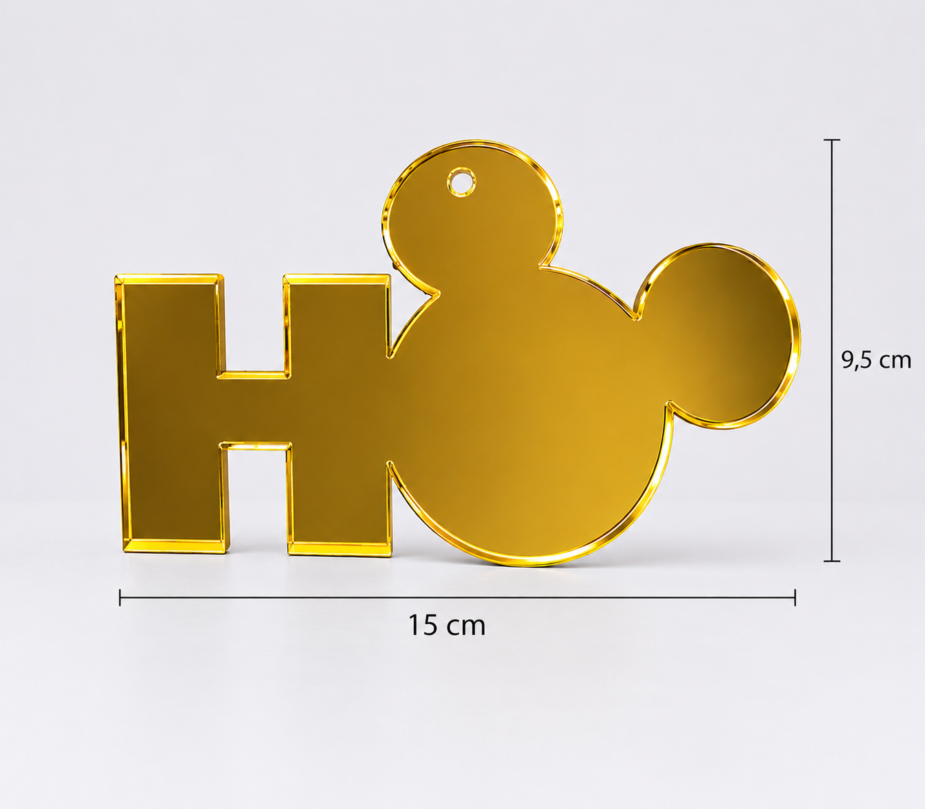 PENDENTE HO MICKEY ESPELHO DOURADO 15X9,5M