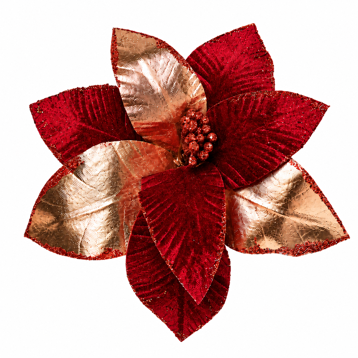 H. DE FLOR VELUDO VERM. C DOURADO E GLITTER