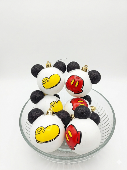 BOLA MICKEY C/ ORELHAS BRANCO C/ GLITTER 6CM 6UNI