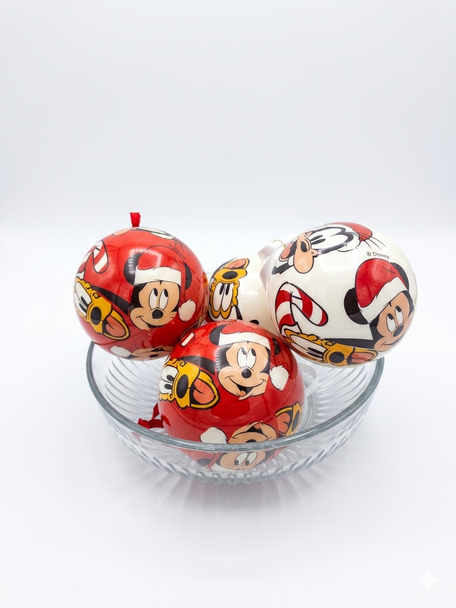 BOLA MICKEY PLUTO VERM. E BRANCO 8CM 4UNI