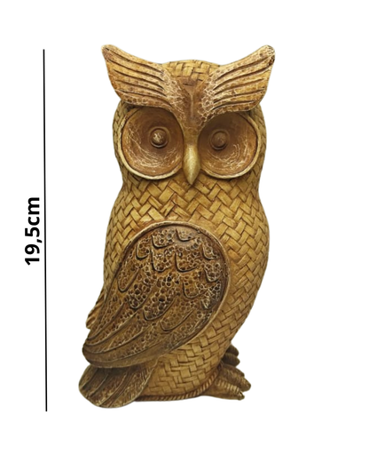 Kit Corujas Mãe e Filhote Decorativas 19,5cm e 14cm