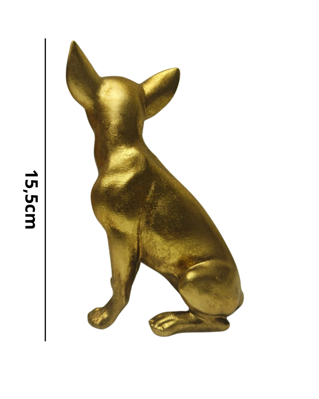 Escultura Cachorro Dourado Decorativo 15,5cm