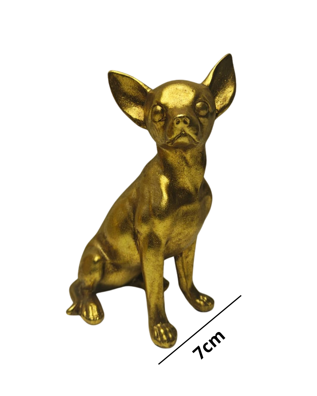 Escultura Cachorro Dourado Decorativo 15,5cm
