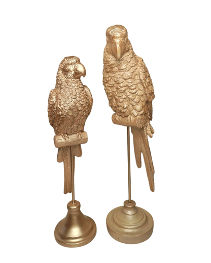 Kit Araras Douradas Decorativas 37cm e 33cm