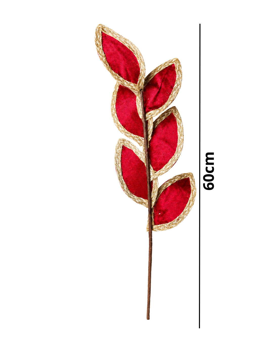 H. 6 FOLHAS RUSTICAS VELUDO VERMELHO COM FITA DE JUTA