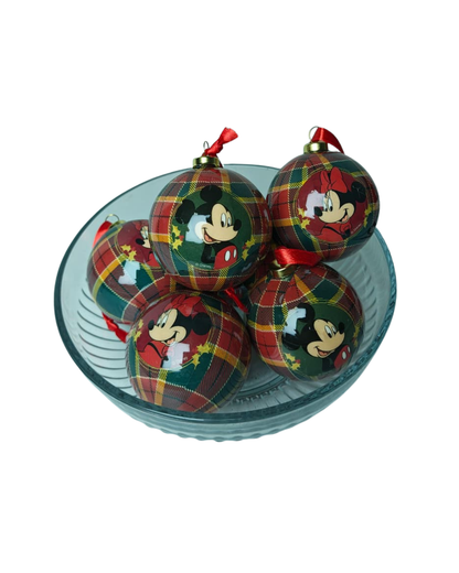 BOLA MICKEY E MINNIE XADREZ VERDE C/ VERM. 6CM 6UNI.
