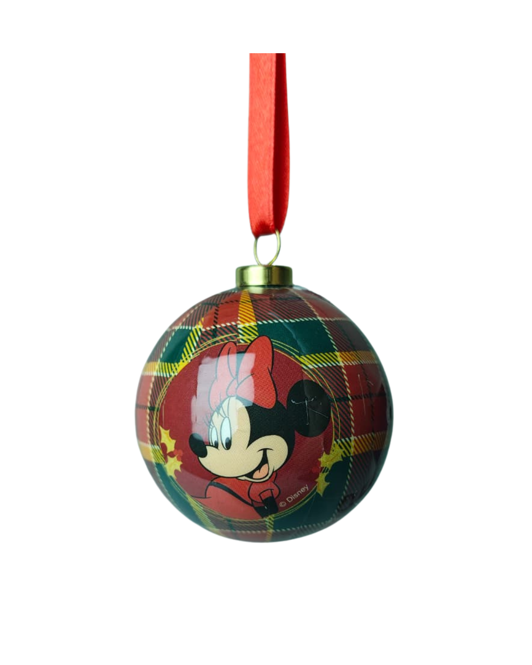 BOLA MICKEY E MINNIE XADREZ VERDE C/ VERM. 8CM 4UNI.