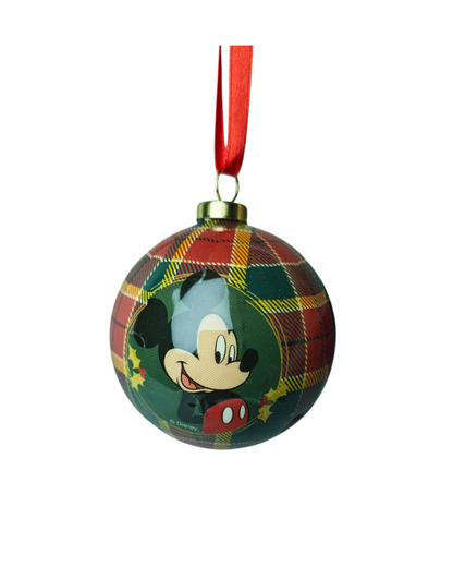 BOLA MICKEY E MINNIE XADREZ VERDE C/ VERM. 6CM 6UNI.