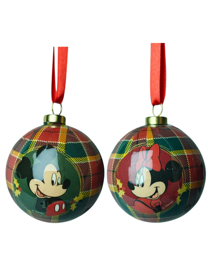 BOLA MICKEY E MINNIE XADREZ VERDE C/ VERM. 8CM 4UNI.