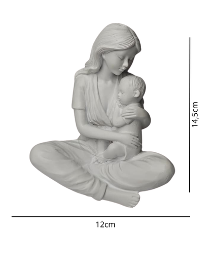 Escultura Amor de Mãe com Filho Resina 14,5cm Decorativa