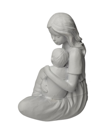 Escultura Amor de Mãe com Filho Resina 14,5cm Decorativa