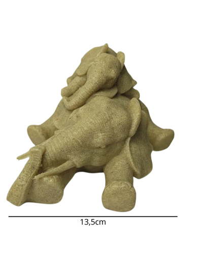 Escultura Elefante com Filhote em Resina 13,5cm Decorativa