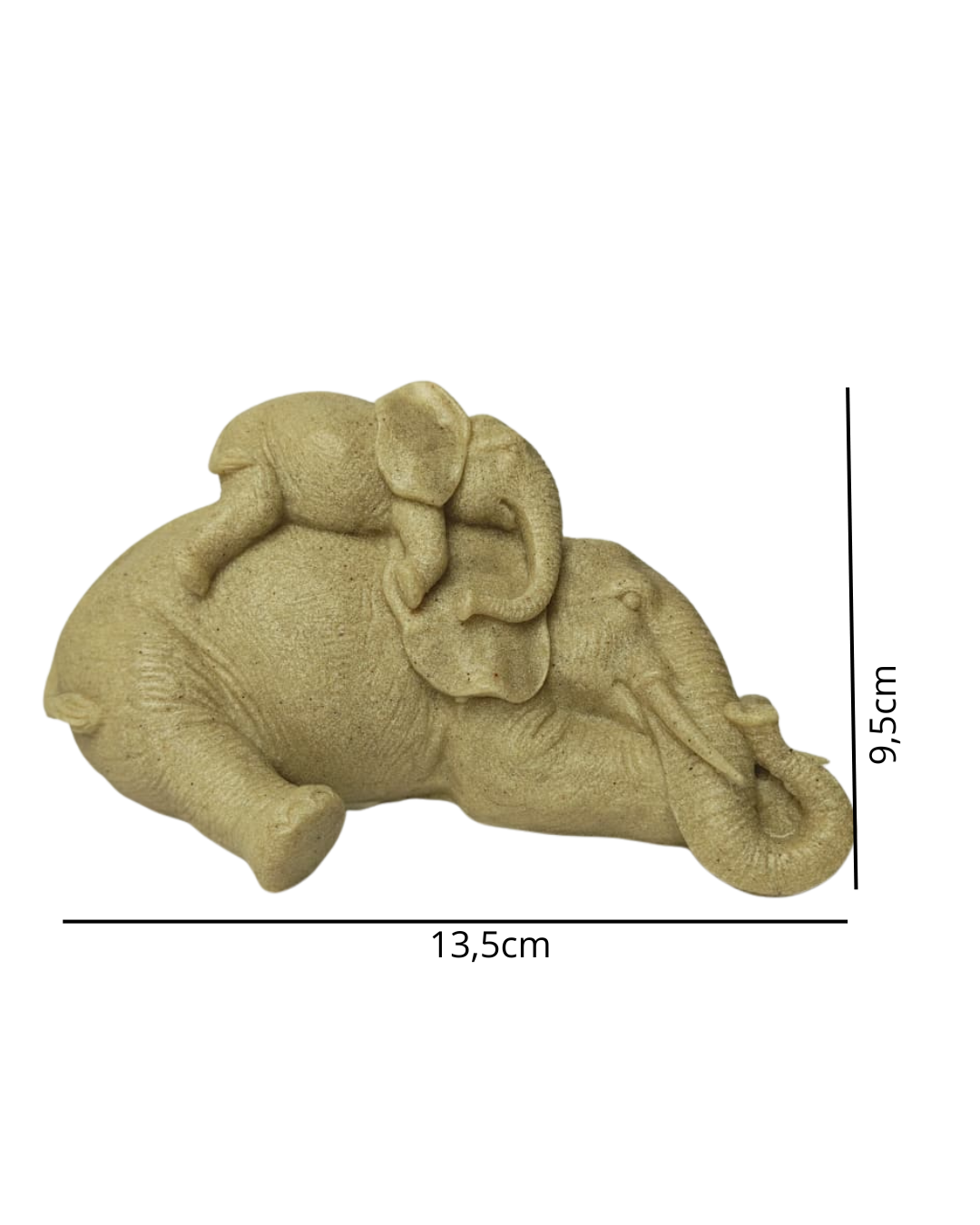 Escultura Elefante com Filhote em Resina 13,5cm Decorativa