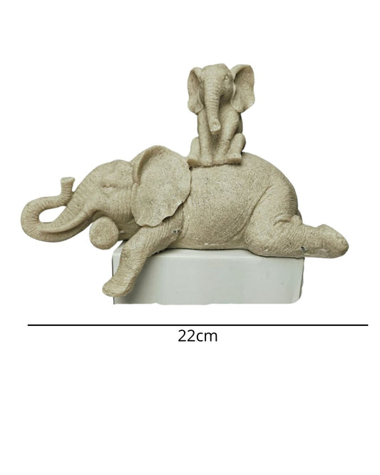 Escultura Elefantes Família em Resina 22cm Decorativa