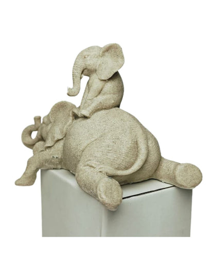 Escultura Elefantes Família em Resina 22cm Decorativa
