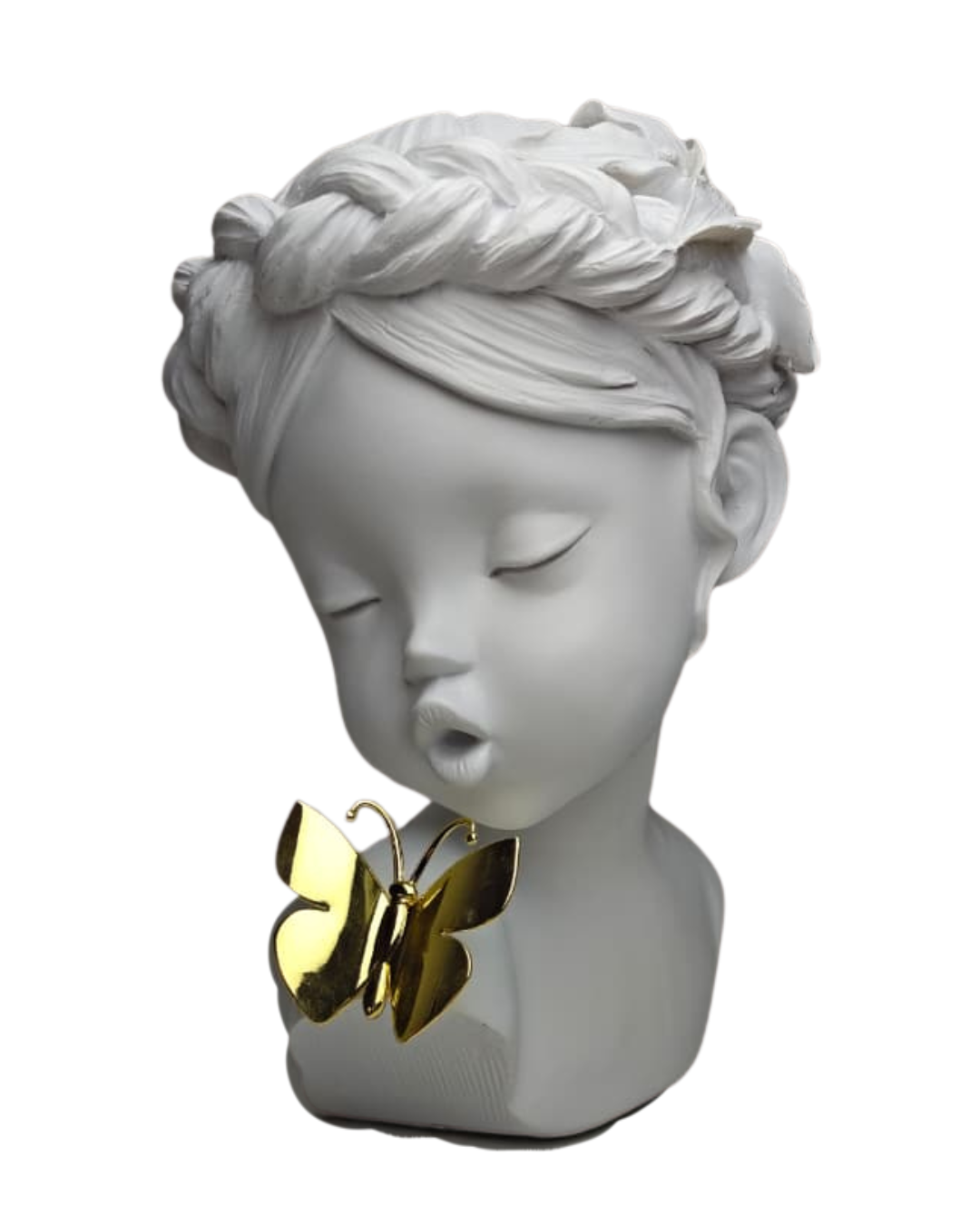 Escultura Decorativa Rosto Feminino 24cm Poliresina