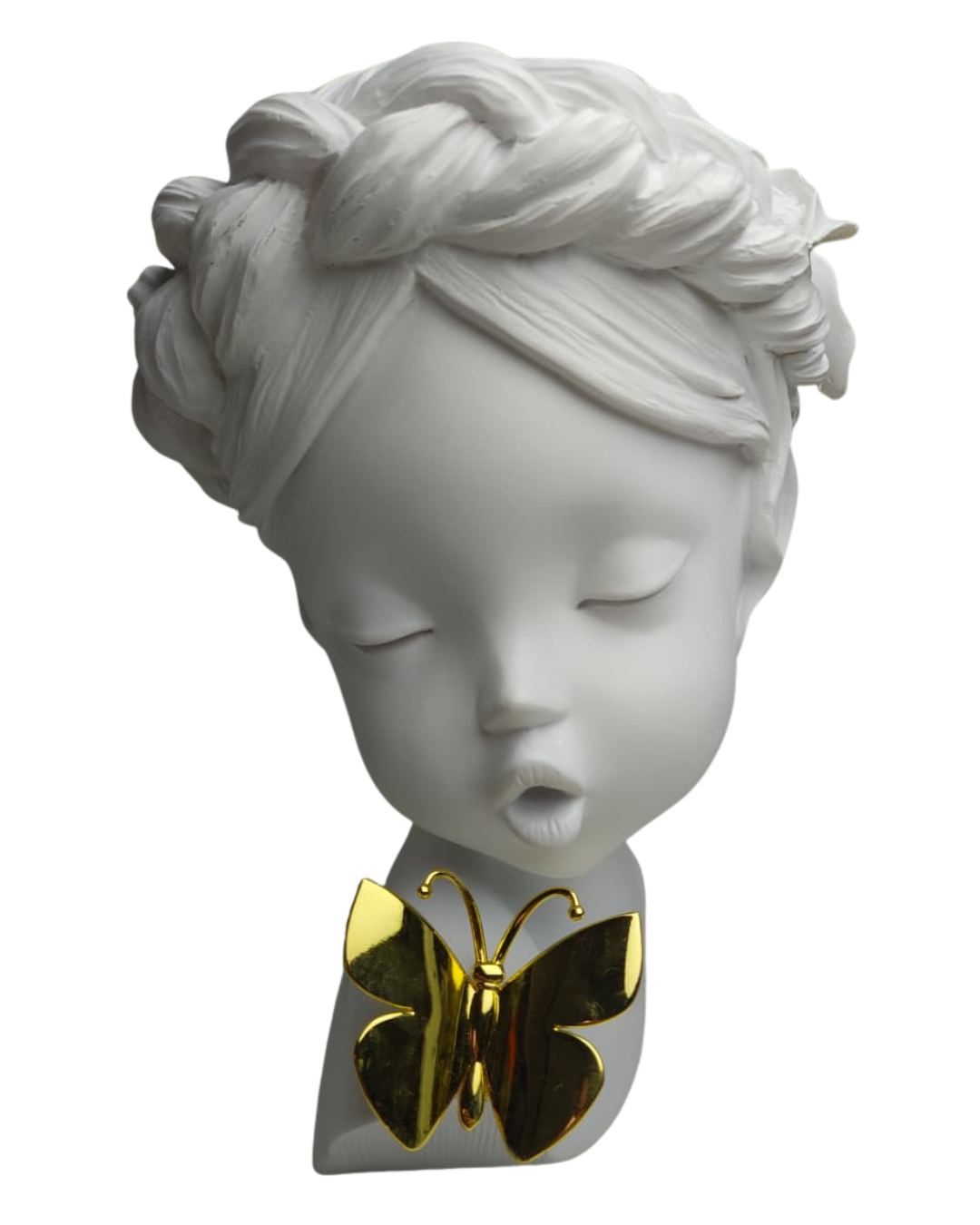 Escultura Decorativa Rosto Feminino 24cm Poliresina