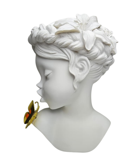 Escultura Decorativa Rosto Feminino 24cm Poliresina