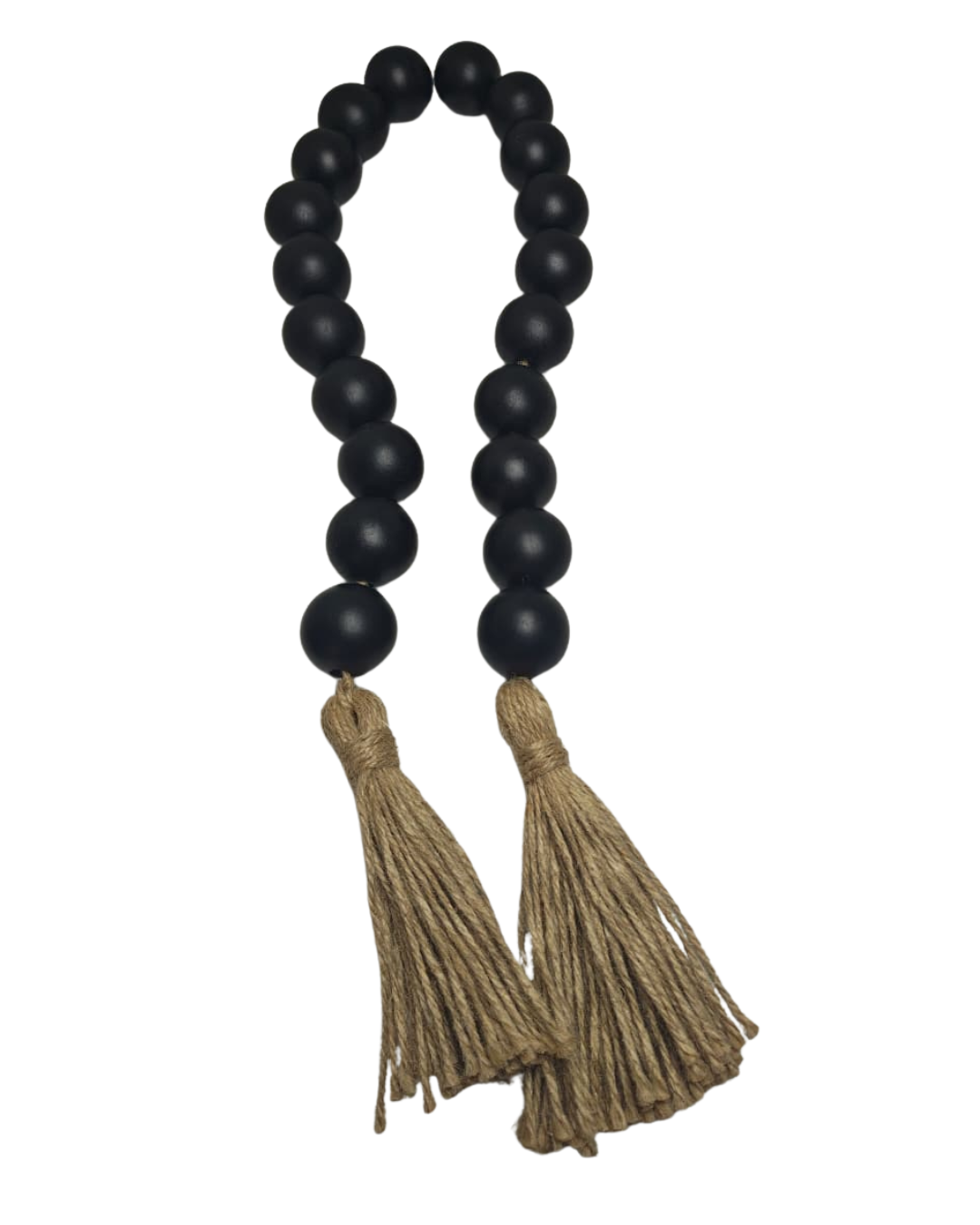 Colar Decorativo Contas Pretas com Tassel Rustico
