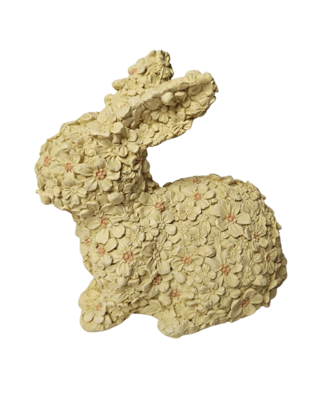Escultura Coelho Florido Decorativo 16cm