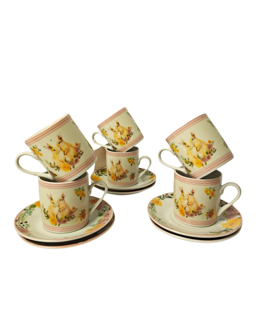 Jogo de Xícaras de Páscoa em Porcelana Decorada