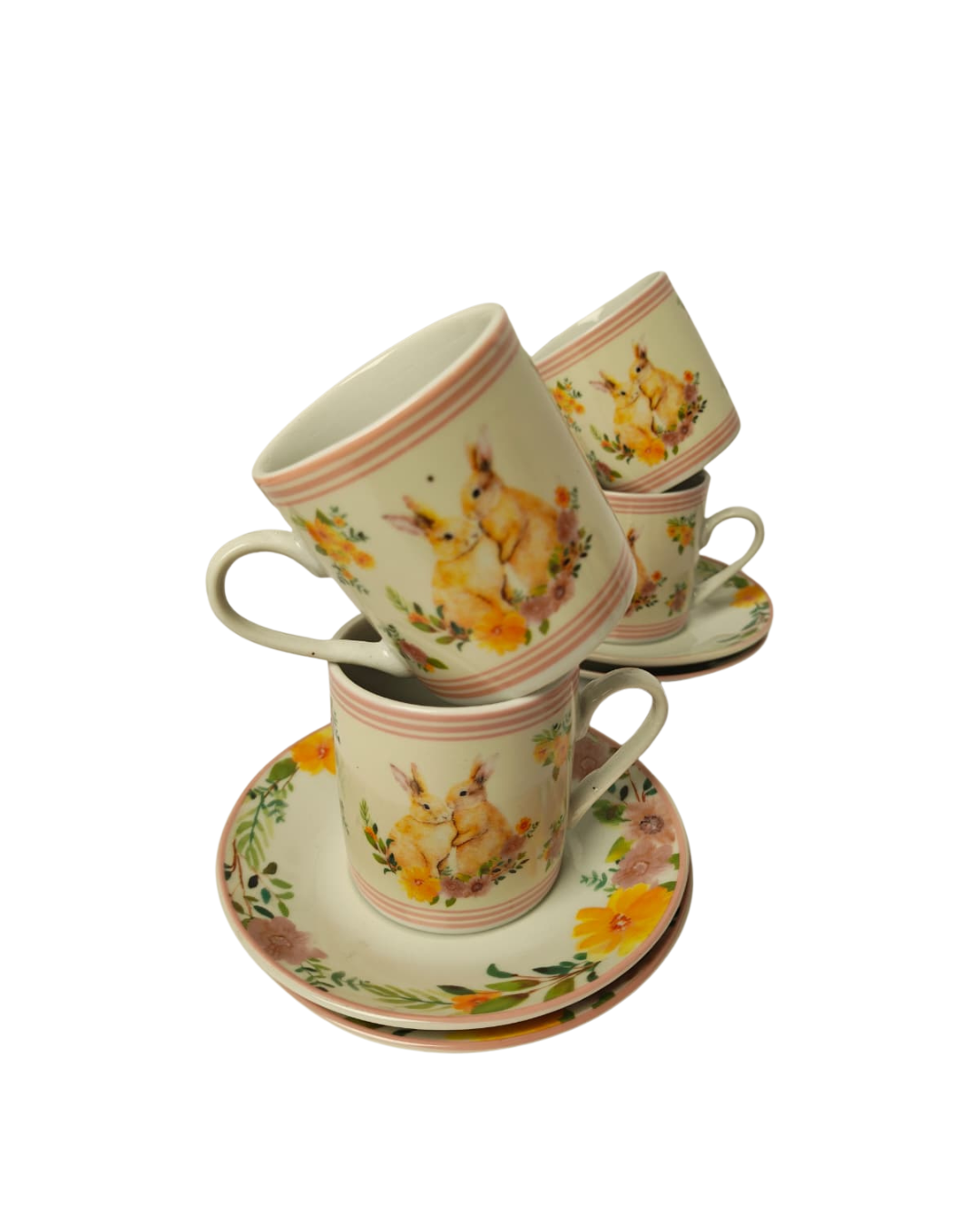 Jogo de Xícaras de Páscoa em Porcelana Decorada