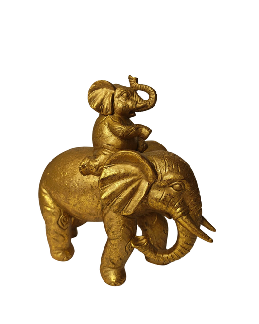 Escultura Elefantes Mãe e Filhote - 18cm