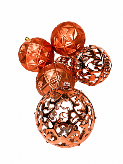 BOLA MISTA COBRE C/ ARABESCO VAZADO 8CM 6UNI