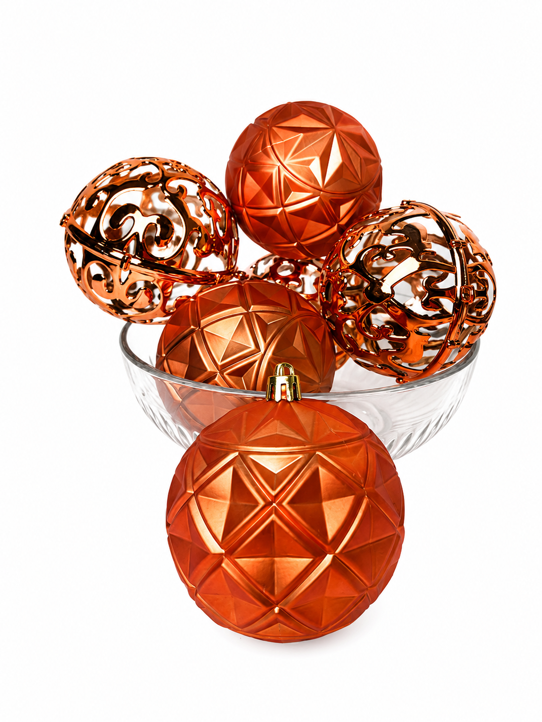 BOLA MISTA COBRE C/ ARABESCO VAZADO 8CM 6UNI