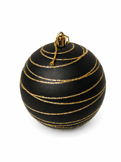BOLA MISTA PRETA C/ DOURADO 10CM 4UNI