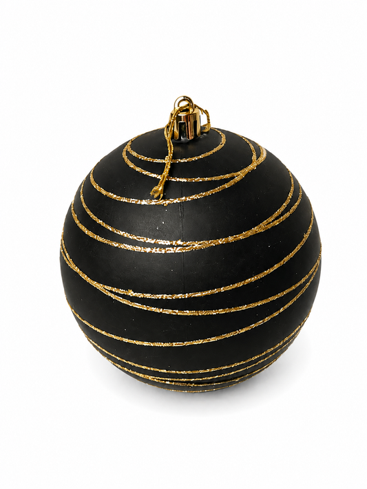 BOLA MISTA PRETA C/ DOURADO 10CM 4UNI