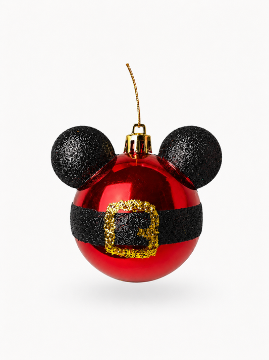 BOLA MICKEY C/ ORELHAS VERM. C/ GLITTER 6CM 6UNI