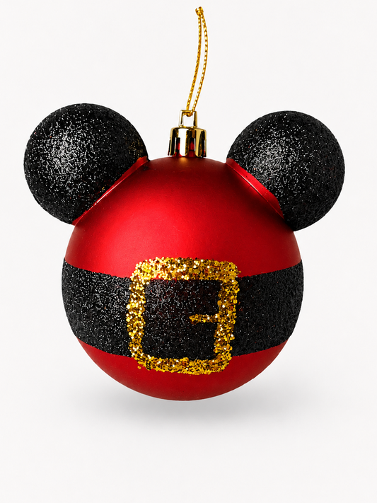 BOLA MICKEY C/ ORELHAS VERM. C/ GLITTER 8CM 4UNI