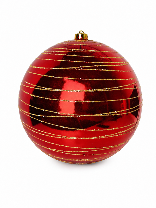 BOLA VERM. COM GLITTER DOURADO 25CM 1UNI