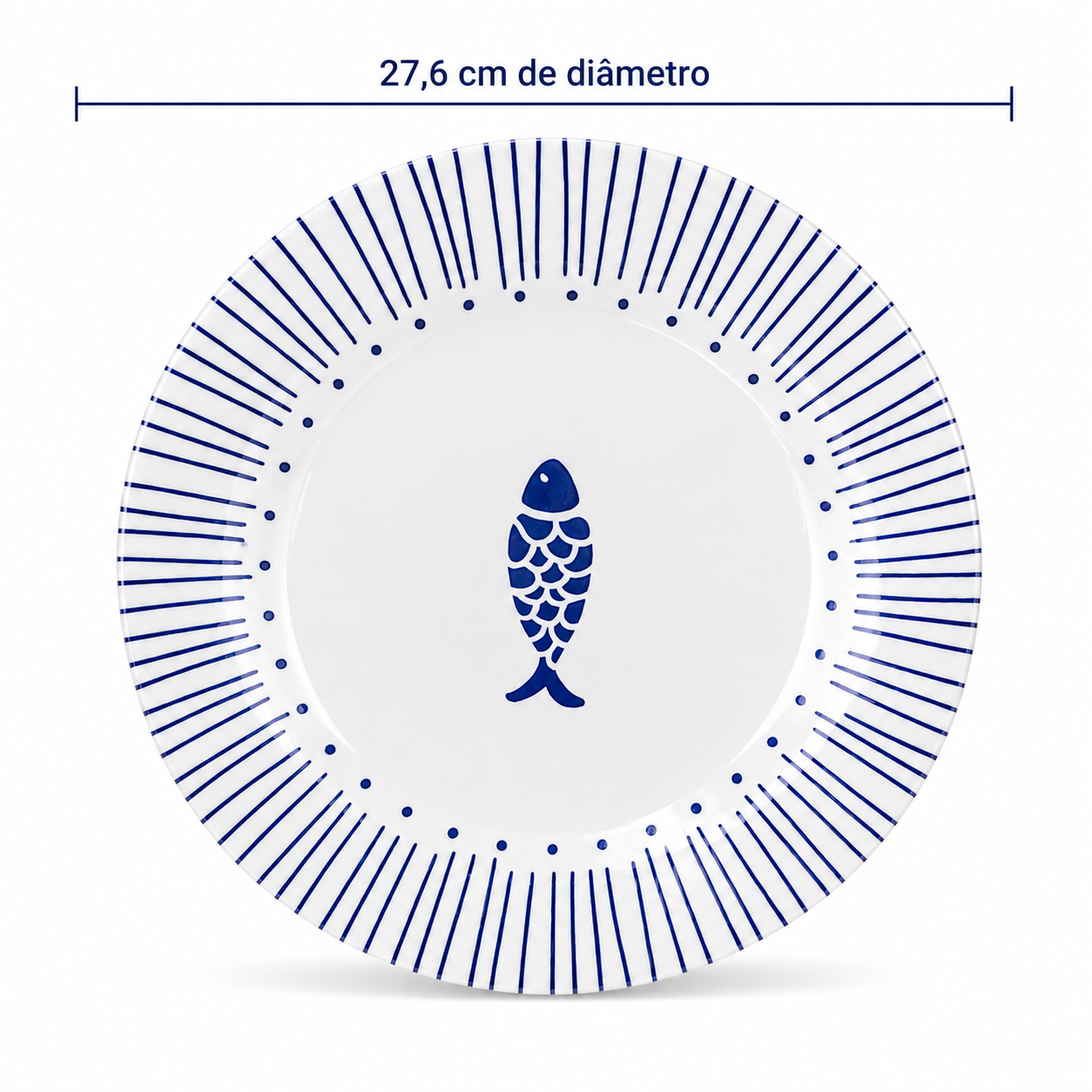 PRATO RASO MELAMINA PACIFICA AZUL E BRANCO 27,7D