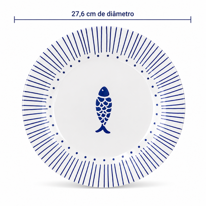 PRATO RASO MELAMINA PACIFICA AZUL E BRANCO 27,7D
