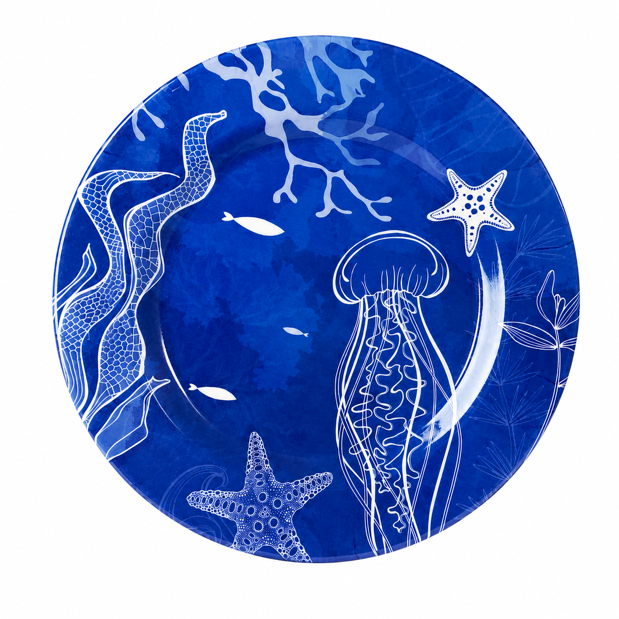 PRATO RASO MELAMINA NAUTICA AZUL E BRANCO 27,8D
