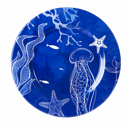 PRATO RASO MELAMINA NAUTICA AZUL E BRANCO 27,8D