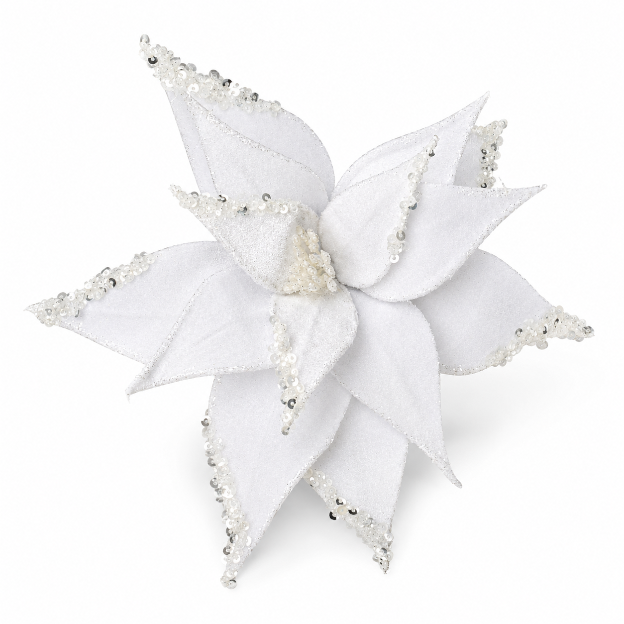 H. DE FLOR AVELUDADA BRANCA C GLITTER