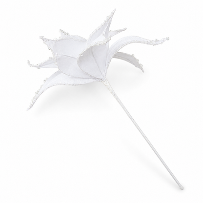 H. DE FLOR AVELUDADA BRANCA C GLITTER