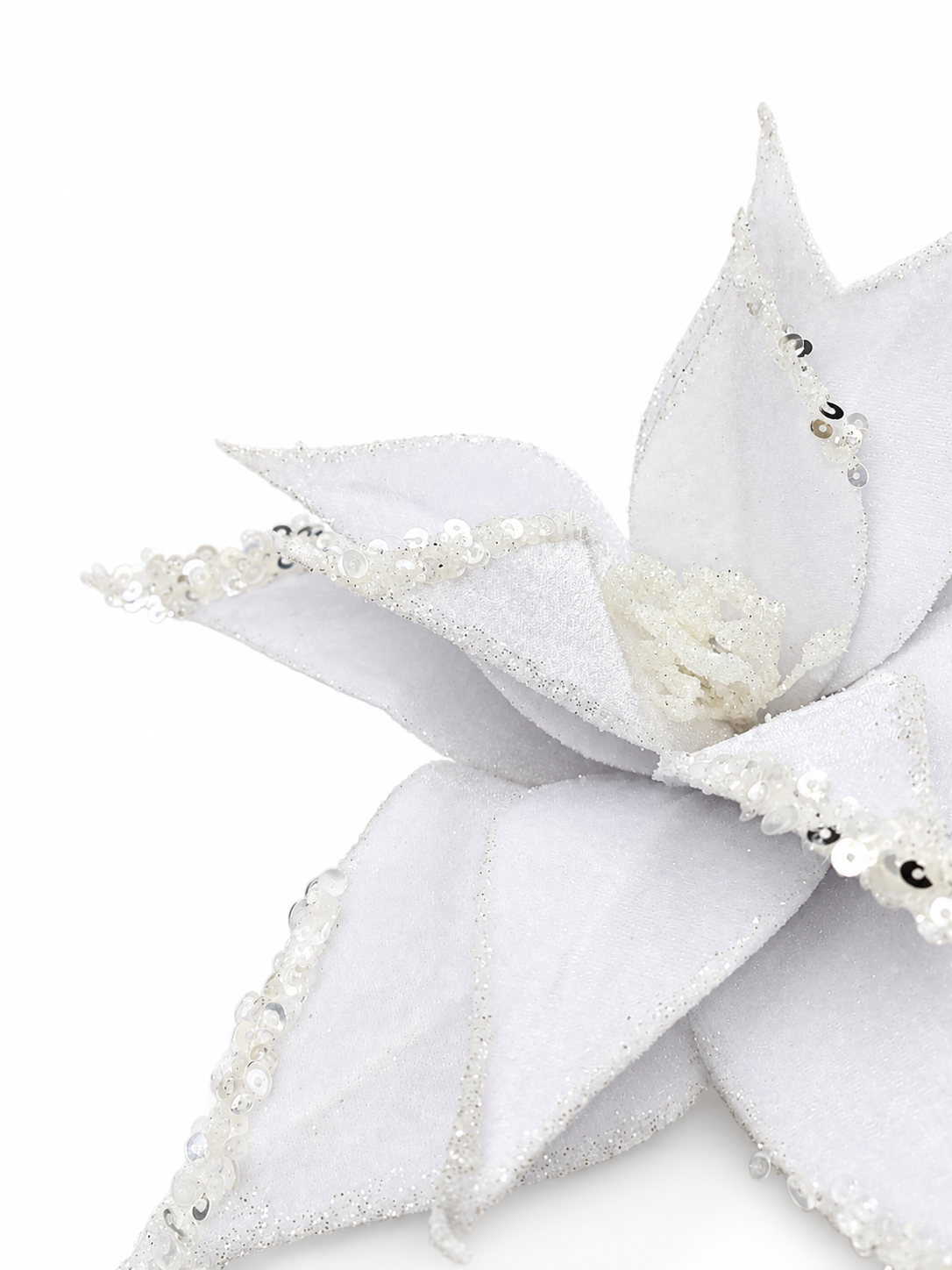 H. DE FLOR AVELUDADA BRANCA C GLITTER