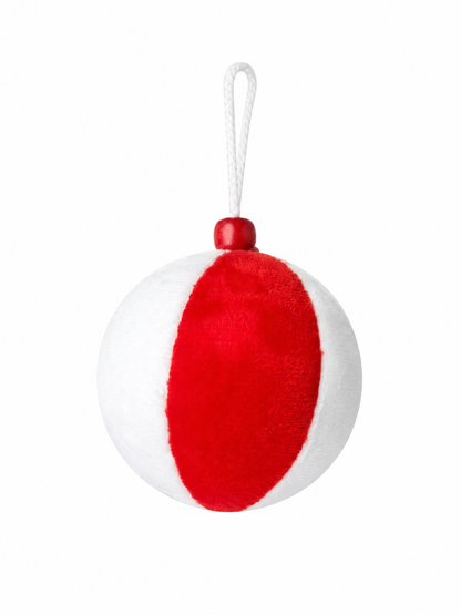 BOLA DE VELUDO VERM. C/ BRAN. 12CM 1 UNI